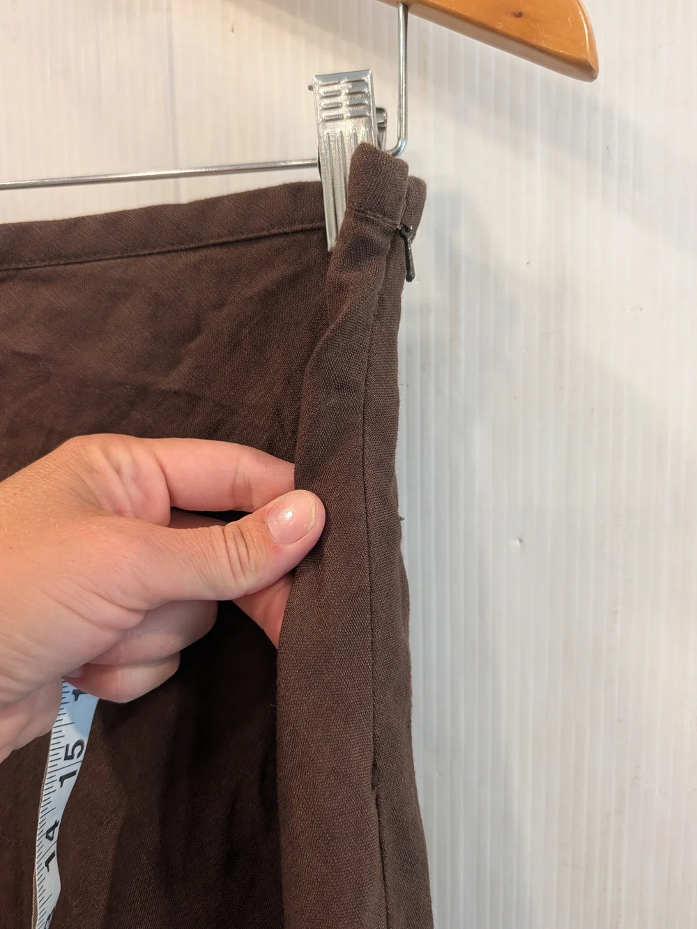 ANN TAYLOR 100% Linen Brown Tiered Midi Skirt Size 8